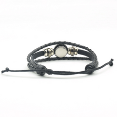 12 Constellation Gem Leather Bracelet Men Women