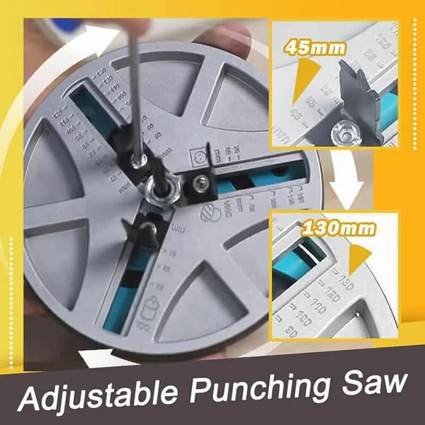 Adjustable punch saw tool for drilling