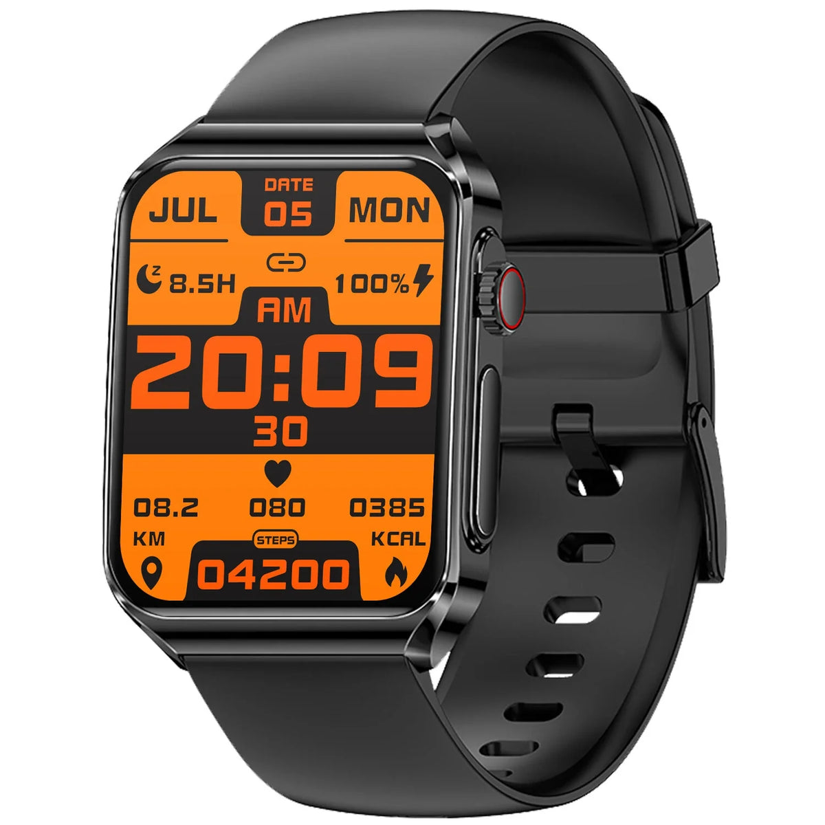 BW-HL6 Smartwatch: 1.85” AMOLED, HRV, ECG, Blood Glucose & More – Black Silicone