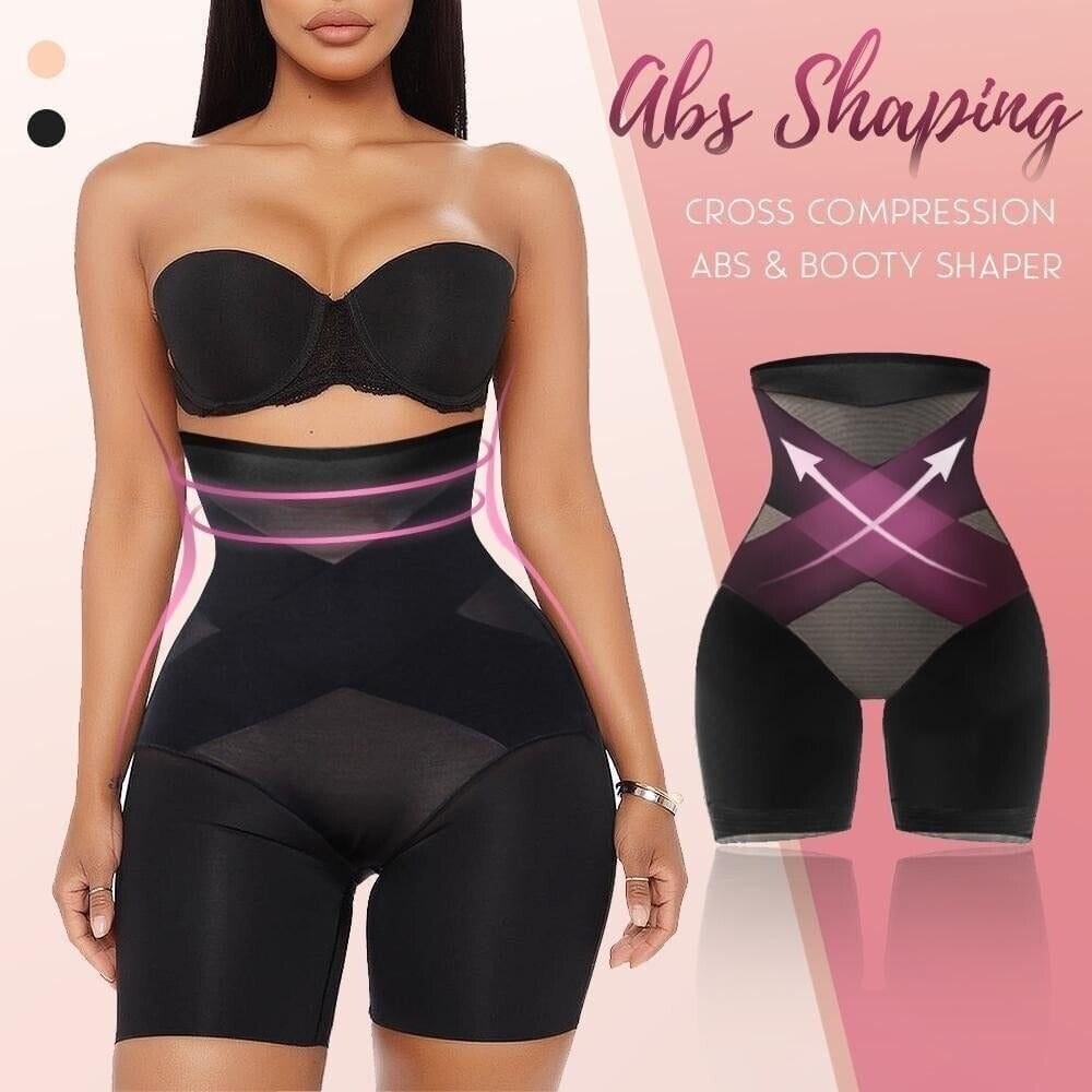 CROSS COMPRESSION ABS & BOOTY HIGH WAISTED SHAPERWEAR-BLACK