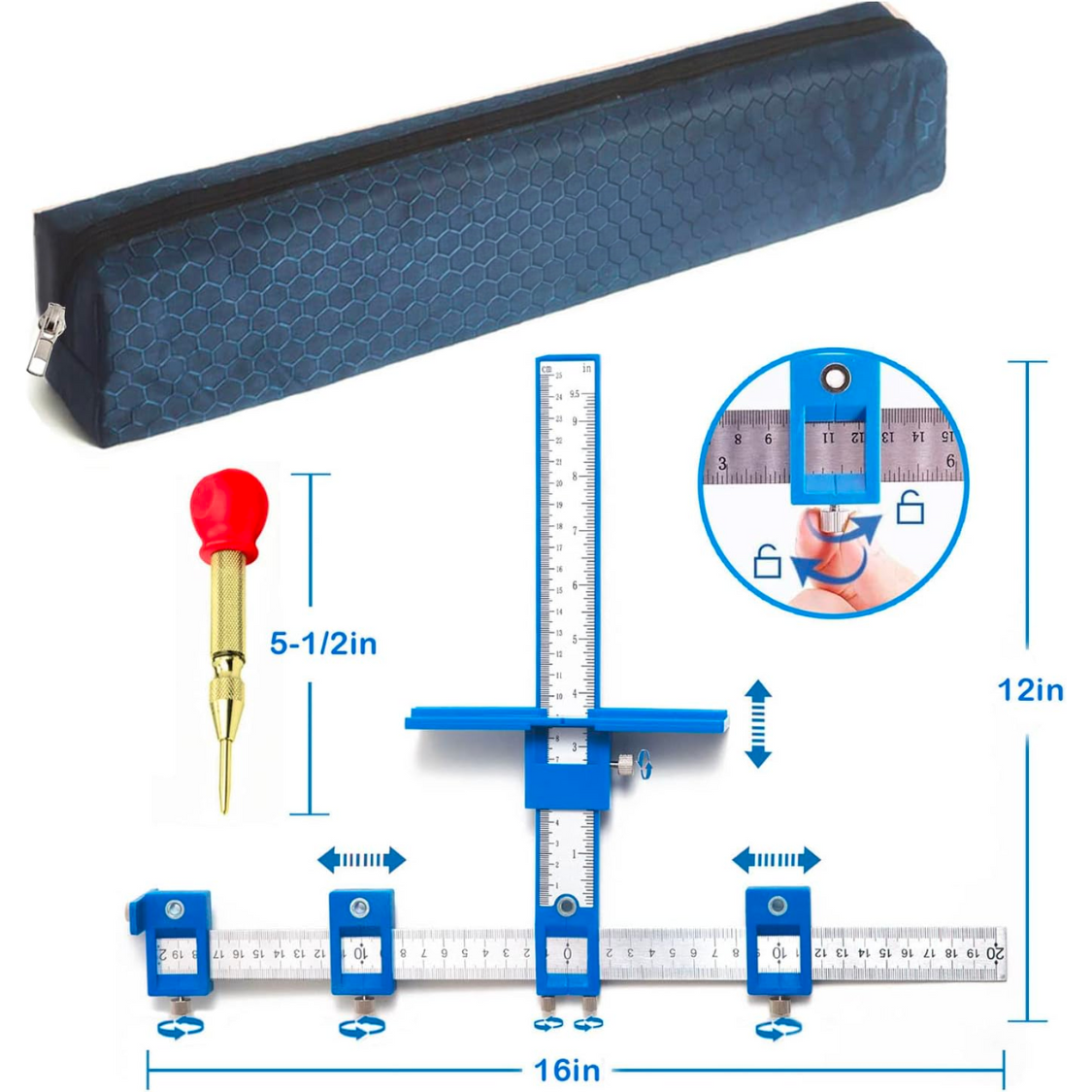 Cabinet Hardware Jig With Automatic Center Punch