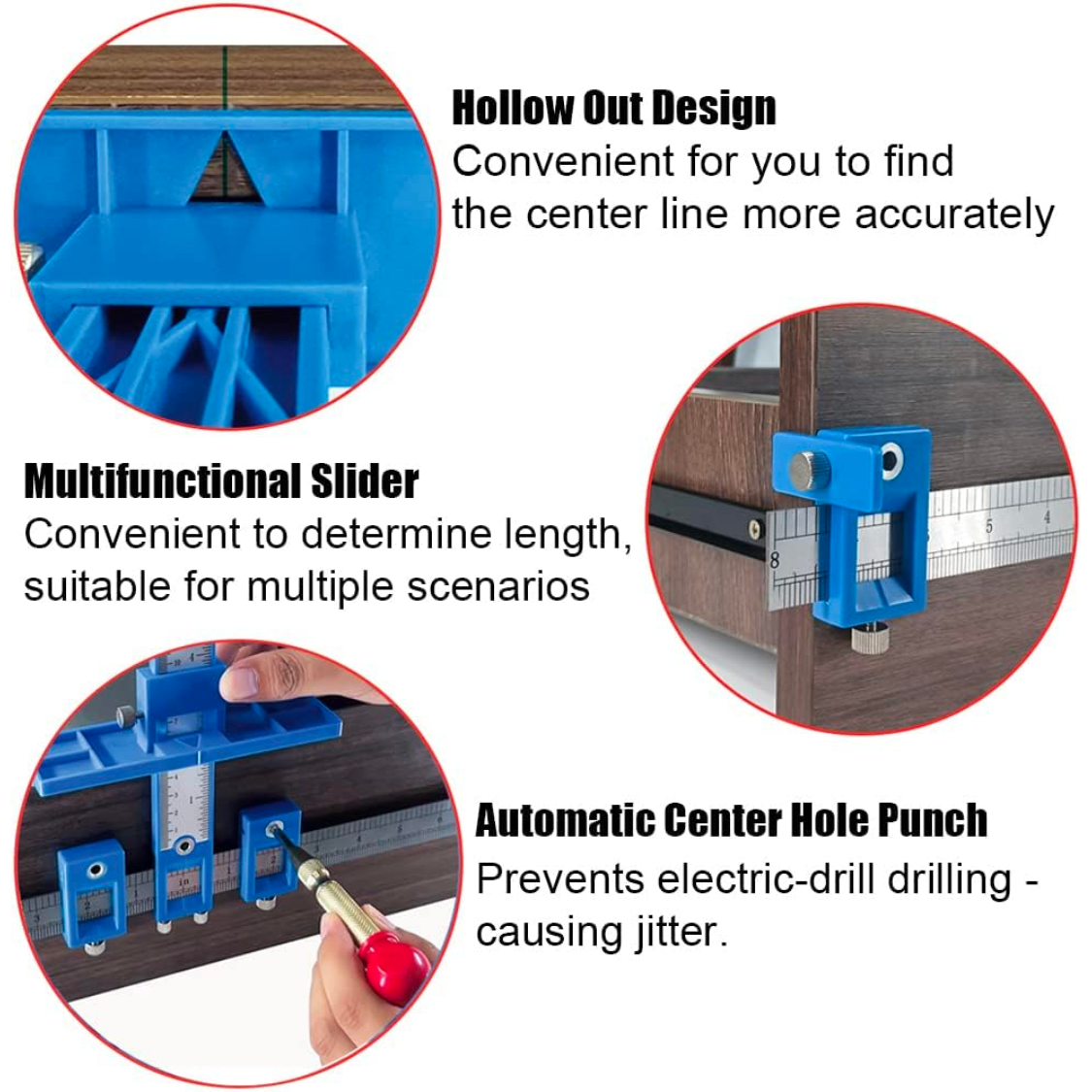 Cabinet Hardware Jig With Automatic Center Punch