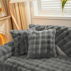 Cosy Plush Solid Colour Non-slip Sofa Cover