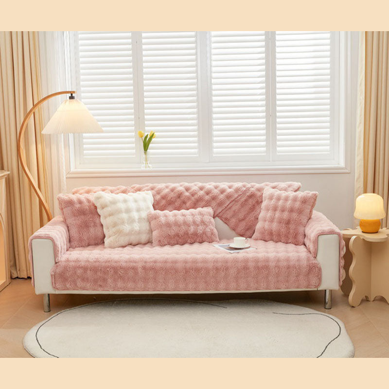 Cosy Plush Solid Colour Non-slip Sofa Cover