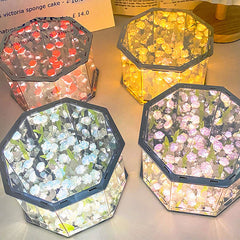 Creative Handmade DIY Octagonal Rose Flower Sea Night Light Romantic Gif