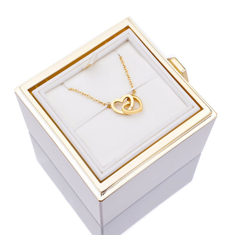 ETERNAL ROSE BOX - W/ ENGRAVED NECKLACE & REAL ROSE