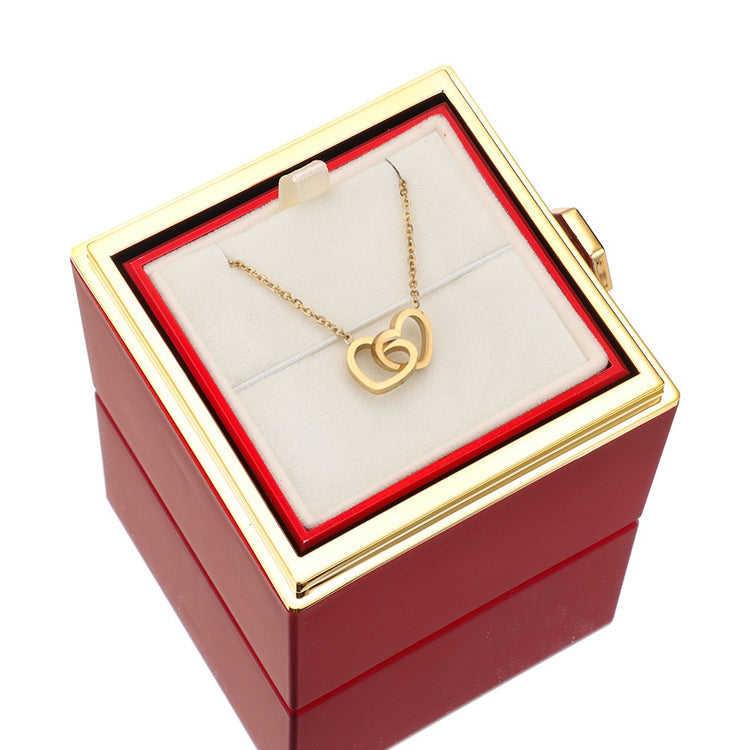 ETERNAL ROSE BOX - W/ ENGRAVED NECKLACE & REAL ROSE