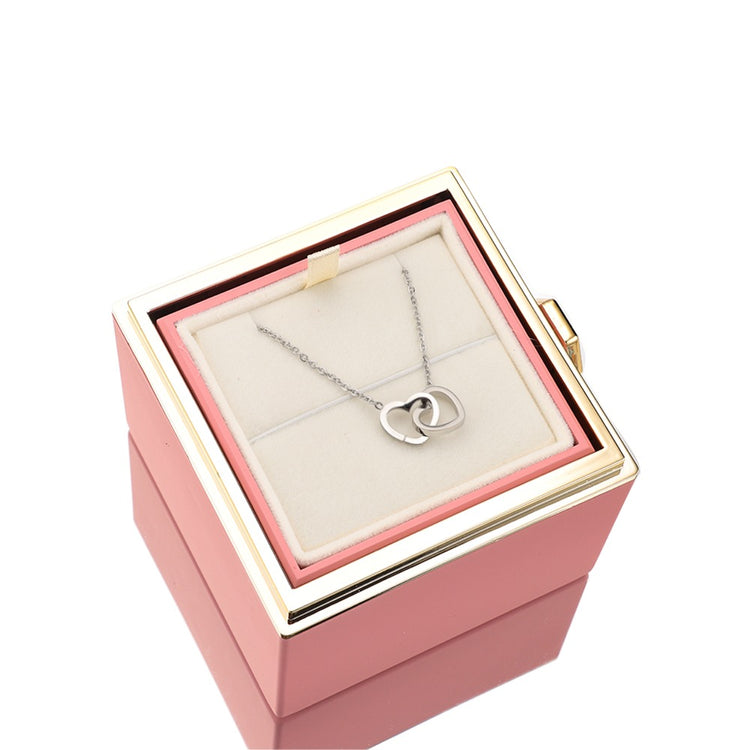 ETERNAL ROSE BOX - W/ ENGRAVED NECKLACE & REAL ROSE