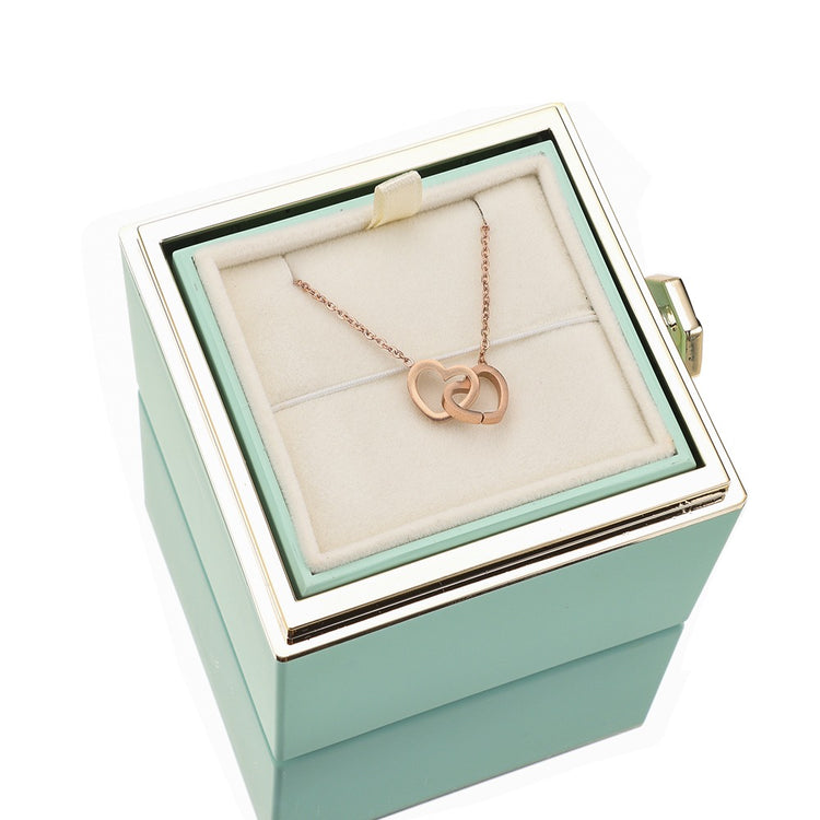 ETERNAL ROSE BOX - W/ ENGRAVED NECKLACE & REAL ROSE