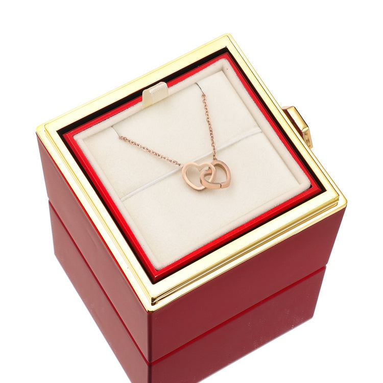 ETERNAL ROSE BOX - W/ ENGRAVED NECKLACE & REAL ROSE