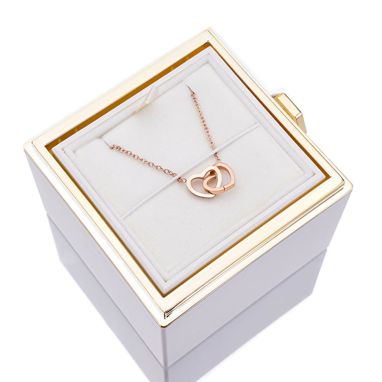 ETERNAL ROSE BOX - W/ ENGRAVED NECKLACE & REAL ROSE