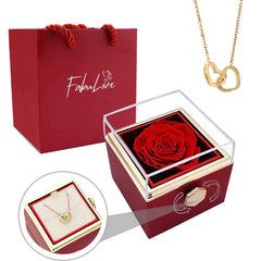 ETERNAL ROSE BOX - W/ ENGRAVED NECKLACE & REAL ROSE