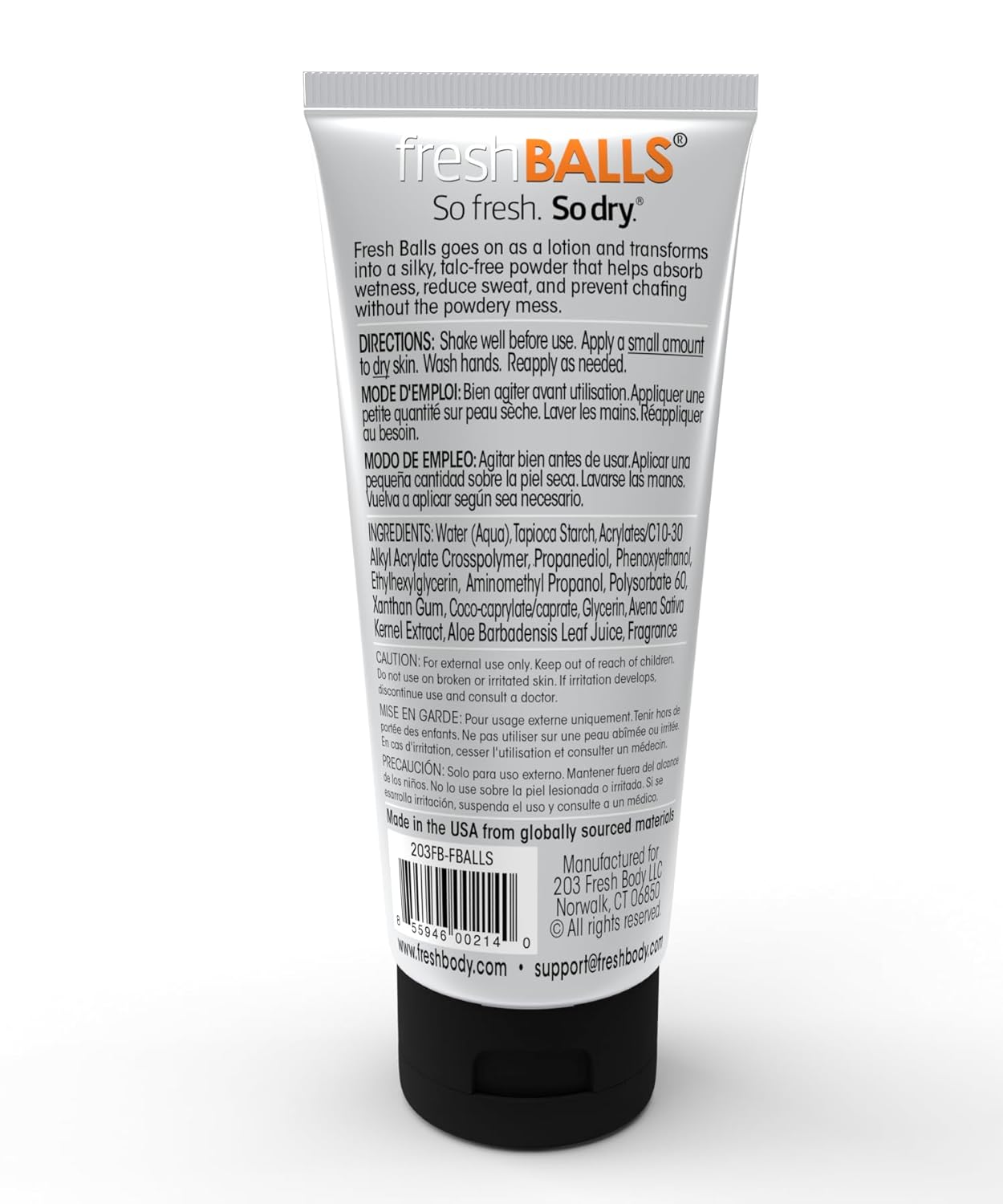 FRESH BODY Fresh Balls Lotion - Men's Anti-Chafing Soothing Cream