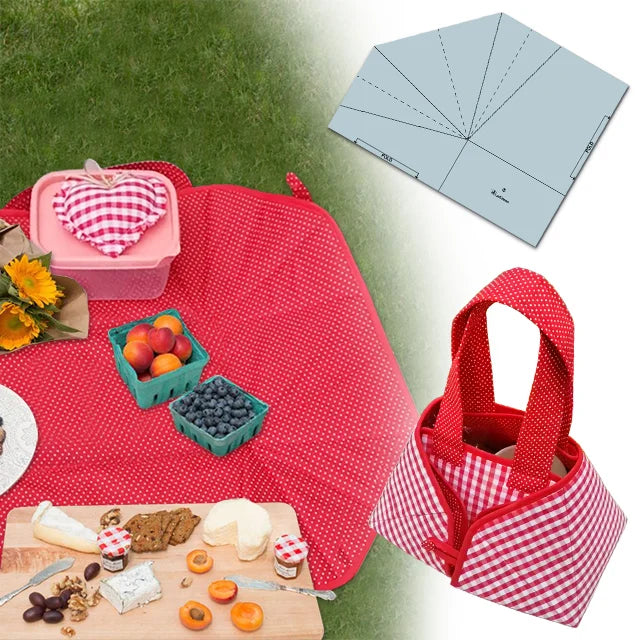 DIY Fabric Foldable Food Basket Sewing Template - With Instructions