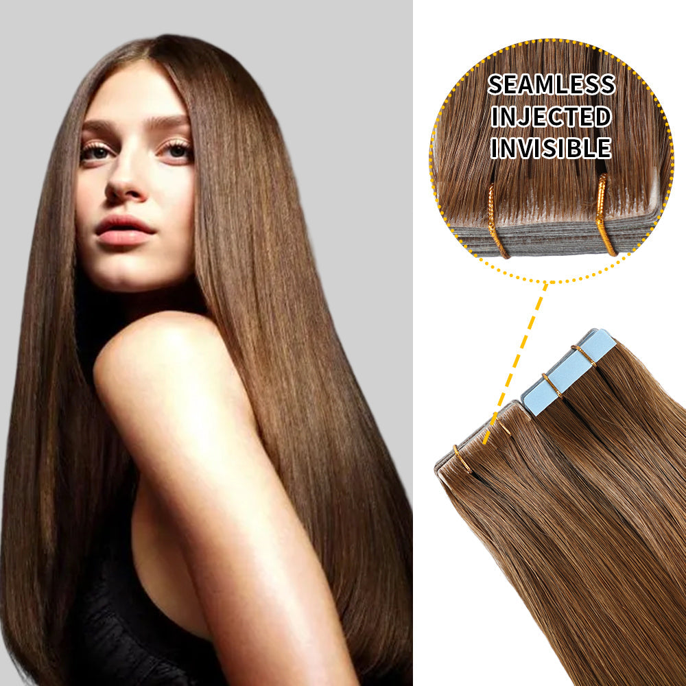 Goopatch Seamless Injected Hand-Tied Invisible Tape In Hair Extension -- 100% VIRGIN HUMAN HAIR / 10 PIECES