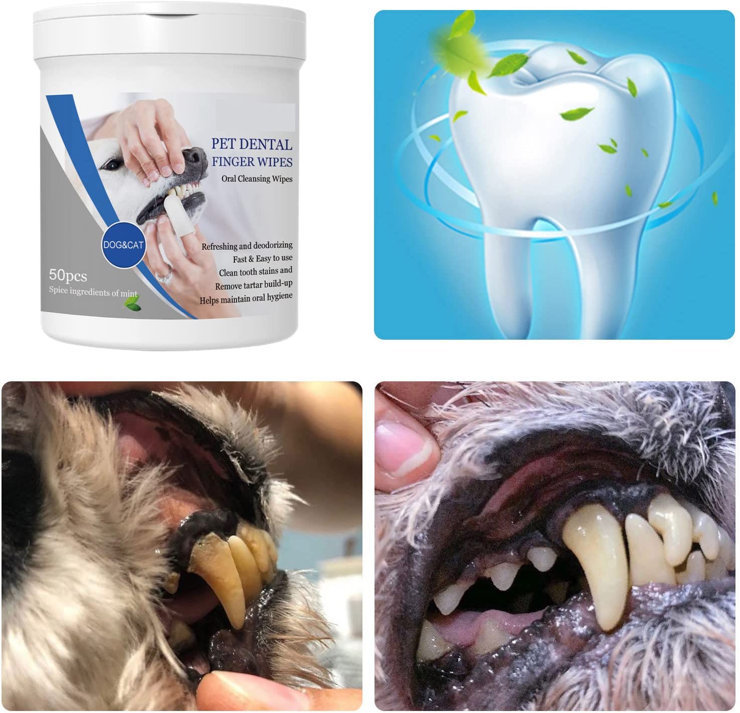 (🎁2024 New Year Hot Sale🎁)Pet Teeth Macular Bacteria Cleaning Finger Wipes